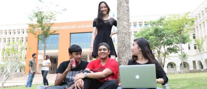 Students In The Garden Area At Miu Campus